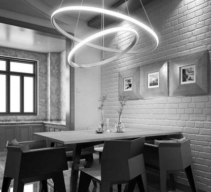 Modern LED Pendant Lights Hang Lamp Living Room Foyer White Coffee Black External Illumination Ring Lighting Luminaria Abajur De