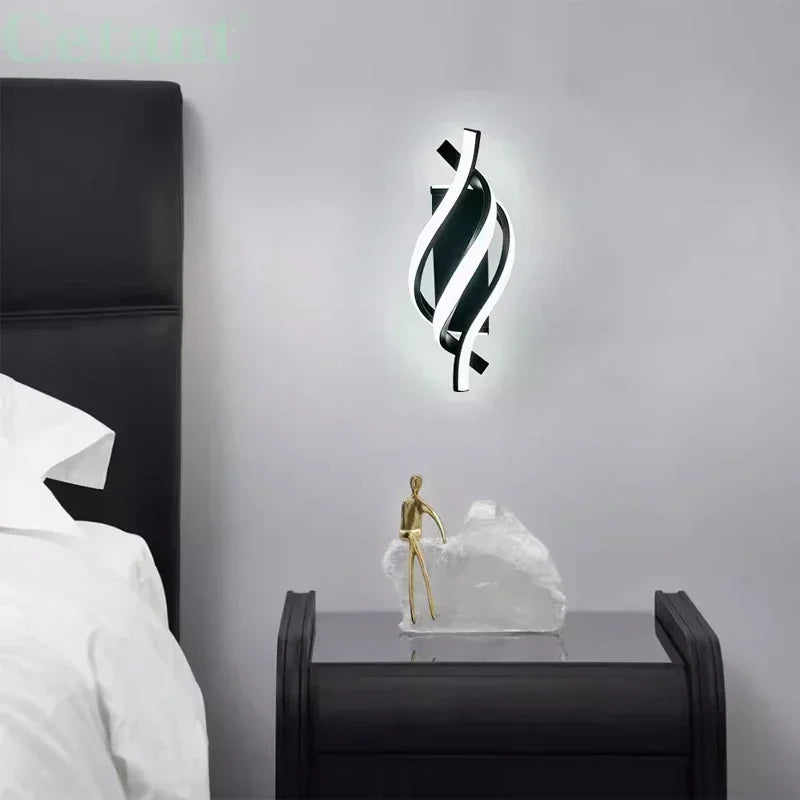 Modern LED Wall Lamp Home Decoration Line Wall Sconce Bedroom Bedside Corridor Backgroud Black White Lighting Lustre