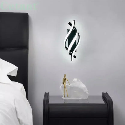 Modern LED Wall Lamp Home Decoration Line Wall Sconce Bedroom Bedside Corridor Backgroud Black White Lighting Lustre