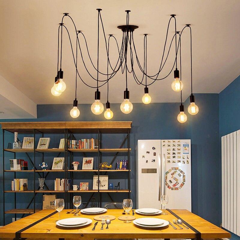 Chandelier DIY Art Spider Ceiling Lamp Fixture Light Hanging Mordern Nordic Retro Edison Bulb Light Vintage Loft Antique hanging