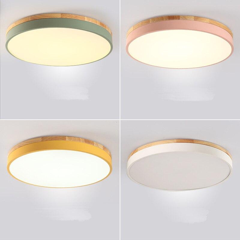 LED Ceiling Lights Round Wooden Base Modern Lamp Ironware and Acrylic Kitchen Bed Room Foyer Study LED Light Fixture