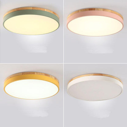 LED Ceiling Lights Round Wooden Base Modern Lamp Ironware and Acrylic Kitchen Bed Room Foyer Study LED Light Fixture