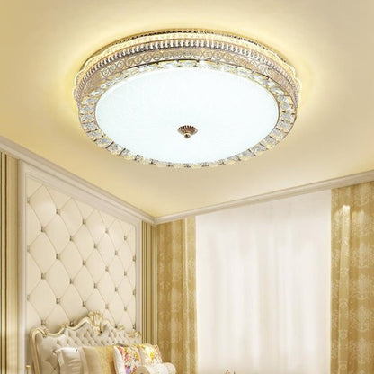 European Round Crystal Lamp Living Room Bedroom LED Ceiling Lamp