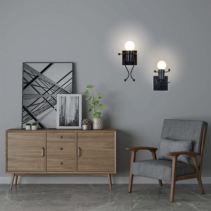 Modern Cartoon Doll Wall Light Fixtures LED Creative Mounted Iron  Bedside Sconce Lamp for Kids Baby Room Living Room ZBD0008