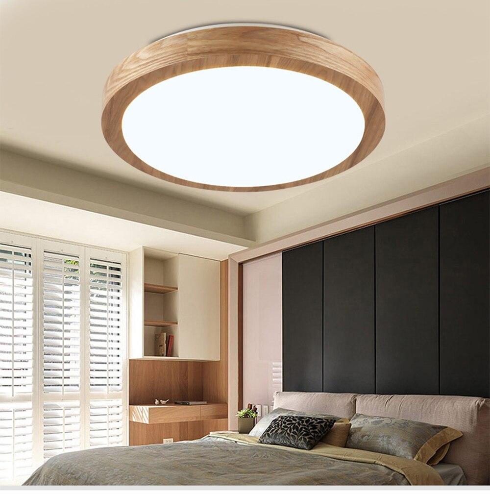 Led Ceiling Light Nordic Wood 6cm Modern Lamp Remote Control Minimalist Living Room Creative Rubber Bedroom Mounted Lighting