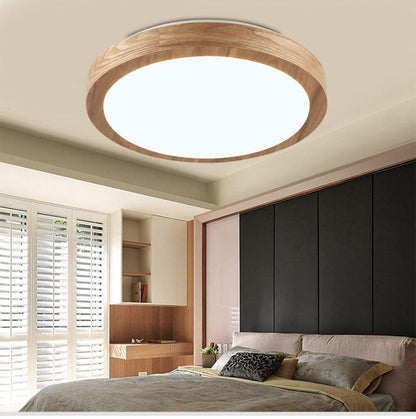 Led Ceiling Light Nordic Wood 6cm Modern Lamp Remote Control Minimalist Living Room Creative Rubber Bedroom Mounted Lighting