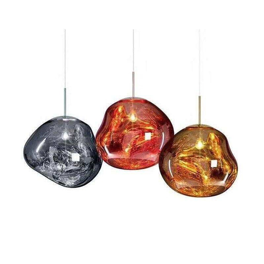 Modern 30/40cm Red Silver Gold Melt Glass Pendant Lamp Lava Irregular Creative Designer Hang Lamp For Living Room Bedroom