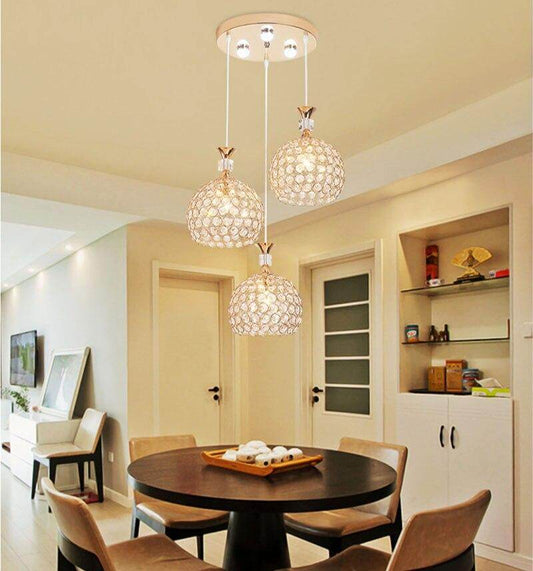 Modern Simplicity Style Indoor Decorations Pendant Lamp E27 LED Crystal Pendant Lights For Restaurant 3 Heads Hanging Light