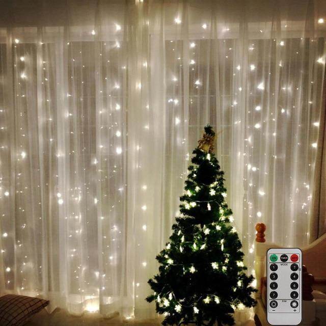 3M LED USB Power Remote Control Curtain Christmas Garland Lights Fairy Lights LED String Lights Party Garden Home Wedding Decor
