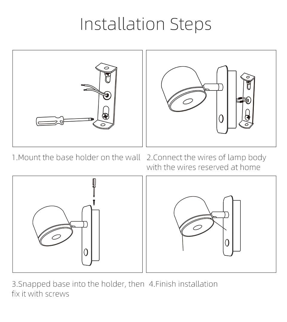 LED Dimmable Wall Lamp with On/Off Switch Adjust Brightness and 3-CCT Rotation Wall Sconce for Bedside Living Room
