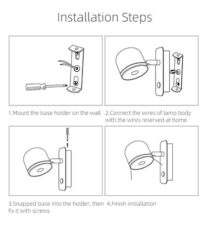 LED Dimmable Wall Lamp with On/Off Switch Adjust Brightness and 3-CCT Rotation Wall Sconce for Bedside Living Room
