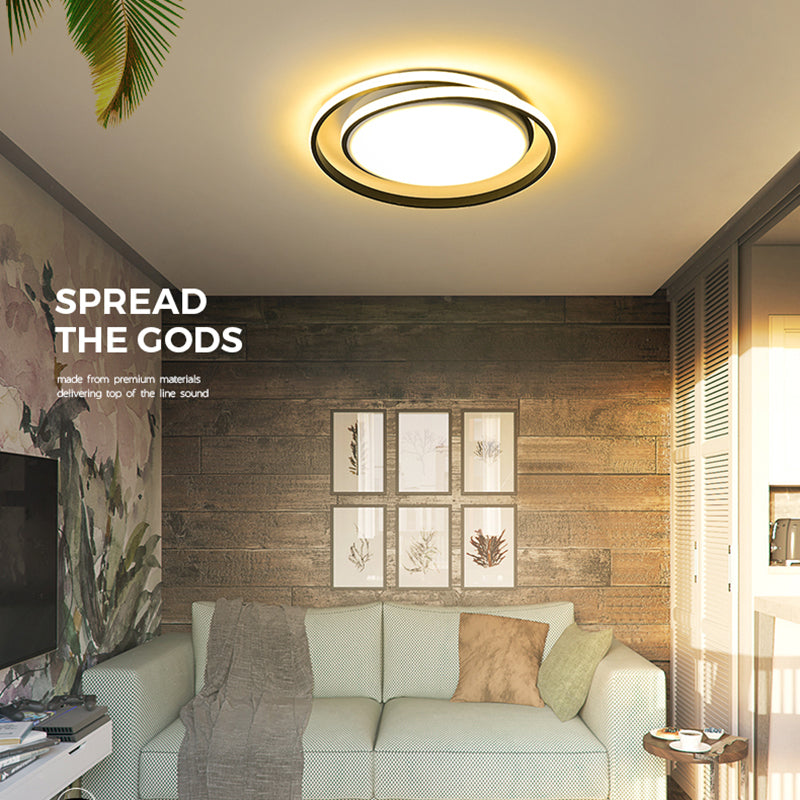 Round Modern Led Ceiling Lights For Living Room Bedroom Fixture Remote Controller+Dimmable White Or Black Ceiling Lamp