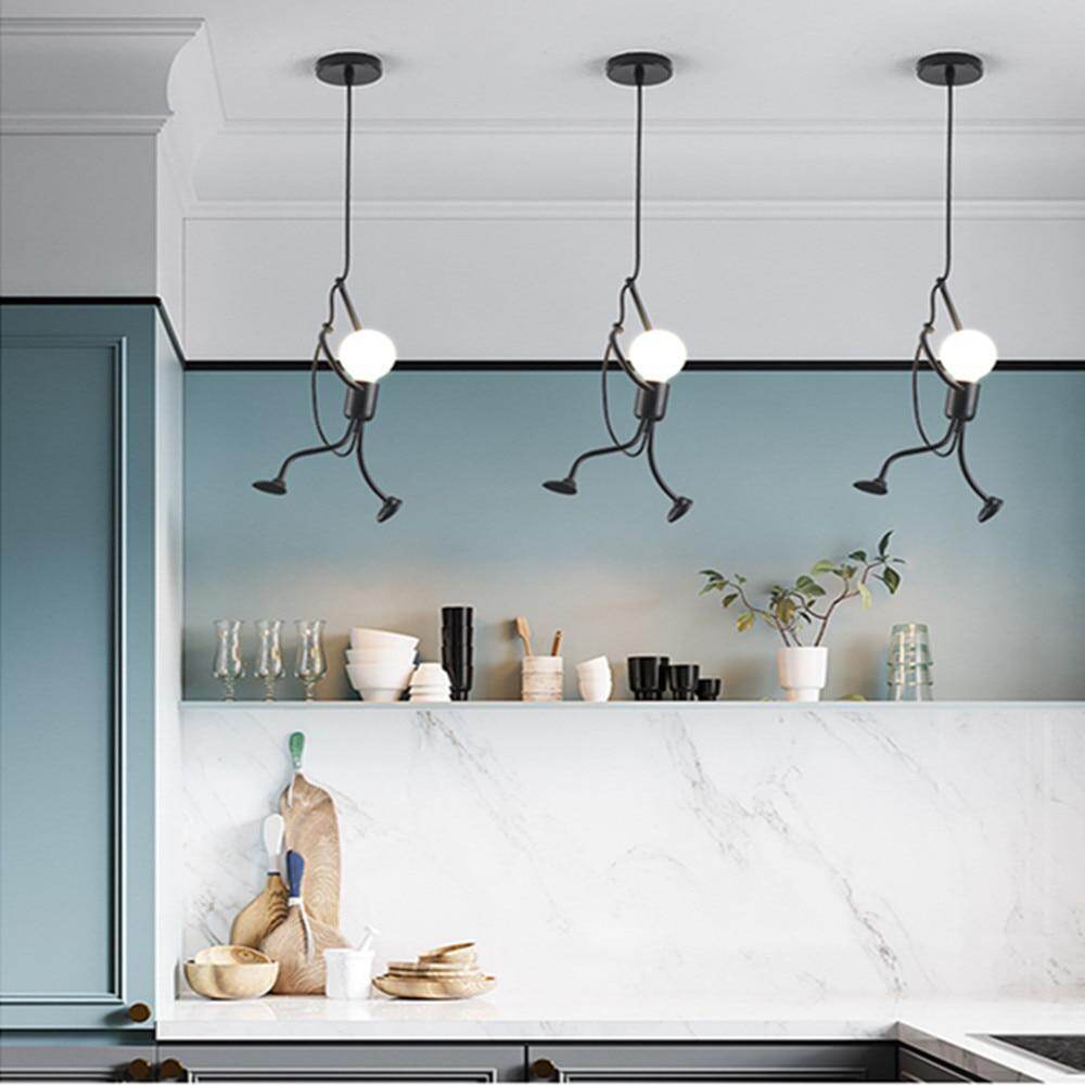 Loft Pendant Lights Climbing Man Art Hanging Lamp Metal Cord Hanger Home Decor Light Creative For Room Lighting Lamps Nordic