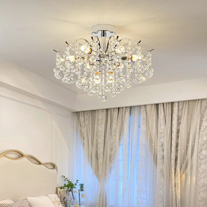 Modern Luxury Crystal Chandelier for Living Dining Room Bedroom Decoration Silver Led Ceiling Lamp Indoor Lighting