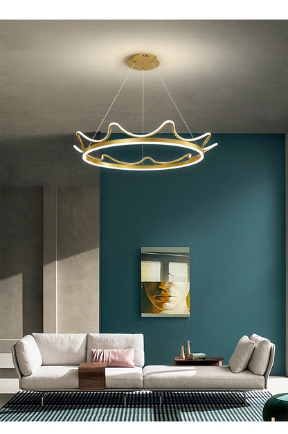 The Living Room Is Simple with Modern Crown Led Chandeliers