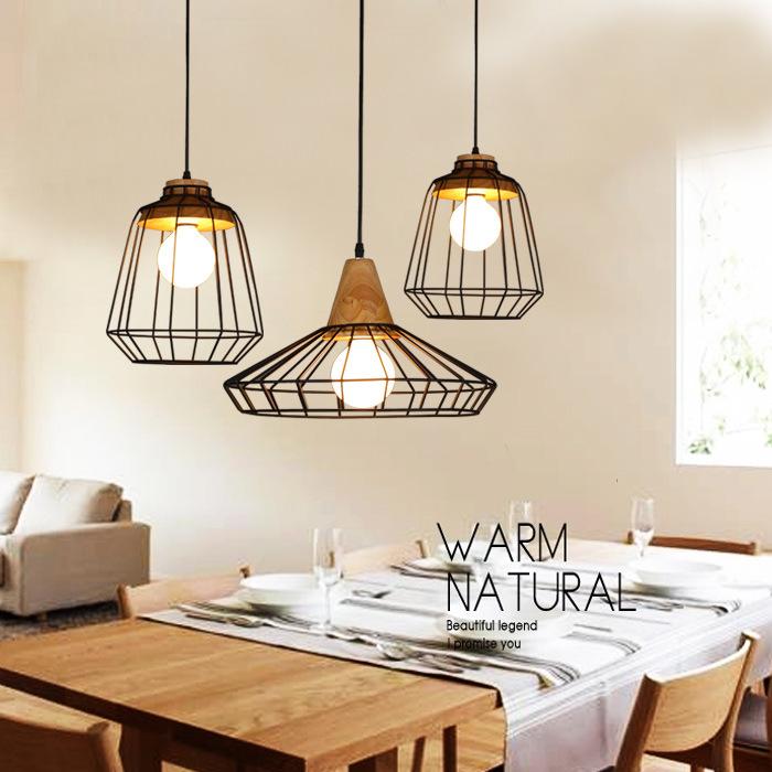 American Country Individual Log Chandelier Nordic Inn B & B Restaurant Bedroom Simple Retro Iron Wire Grid Chandelier