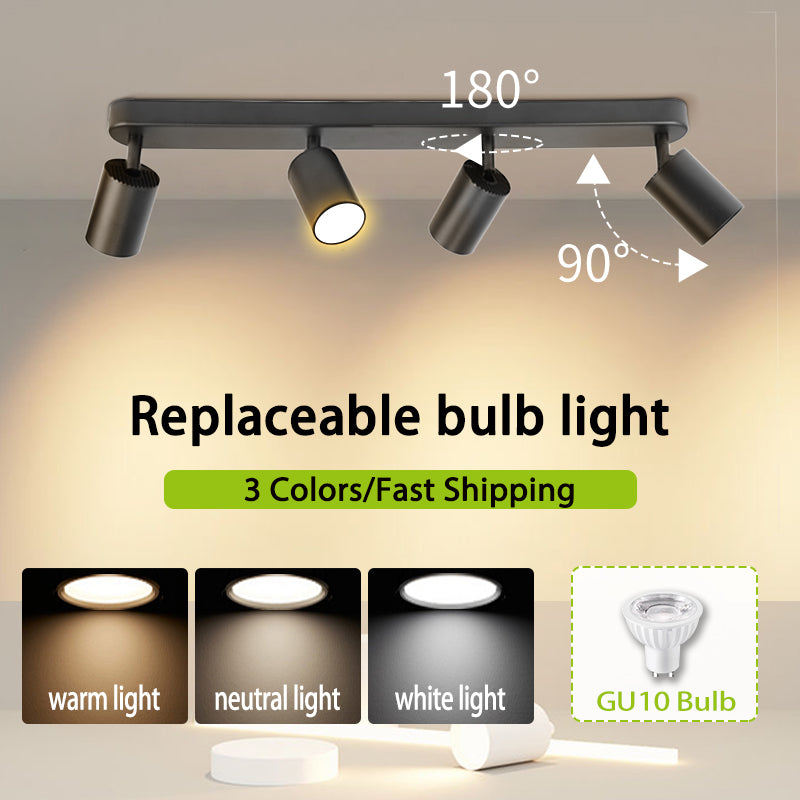 GU10 LED Track Light Spotlight 110-220V Suit Ceiling Lamp GU10 3 Color COB Spot Lights For Kitchen Commercial Living Room