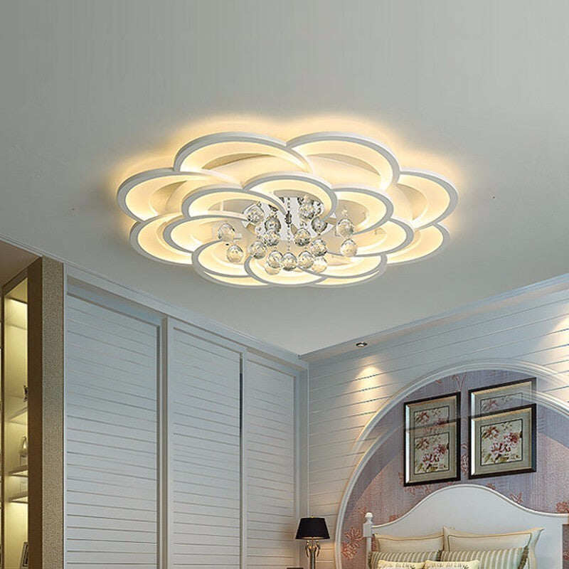 White Modern LED Ceiling Lights Fixture With Remote For Living Dining Room Home Bedroom Plafon Lamp Crystal Lighting Lustre