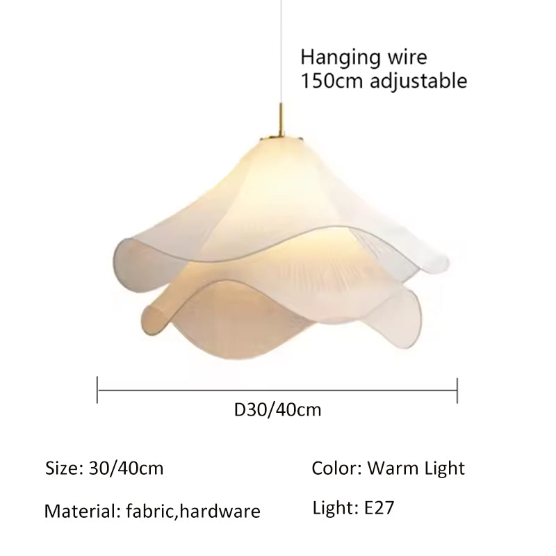 Pendant Lamp LED Nordic Minimalist white fabric flower Chandelier Living Room Bedroom Home Decor Lighting