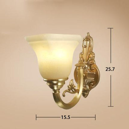 All Copper American Ceramic Antique Wall Lamp Double Head Luxury Atmosphere European Style Living Room Background Wall Bedroom Bedside Stair Copper Wall Lamp