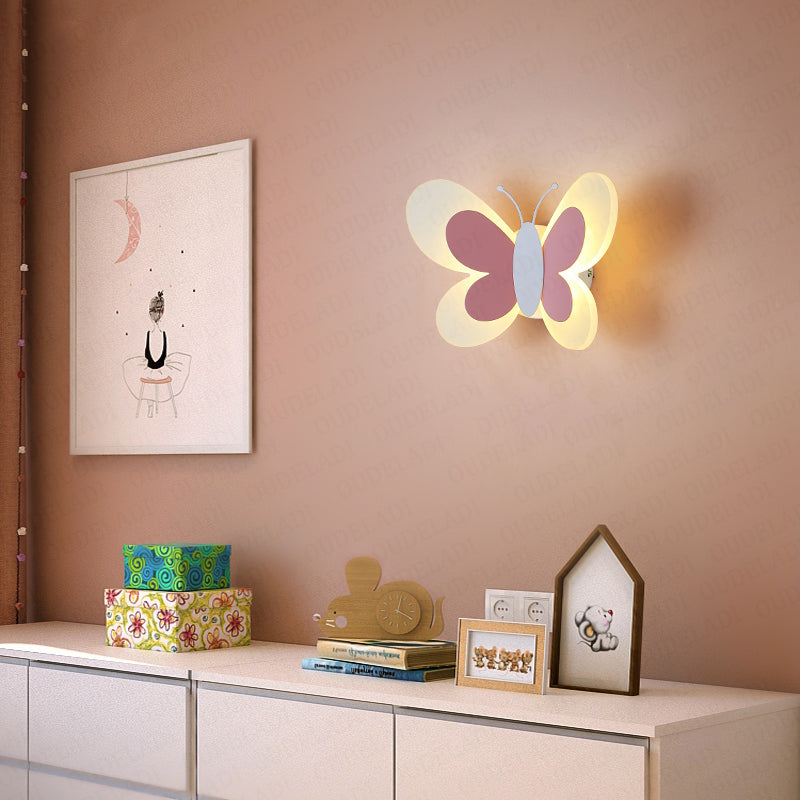Butterfly Girl Room Lamp Creative Cartoon Children Energy-saving Boy Lamp Wall Lamp
