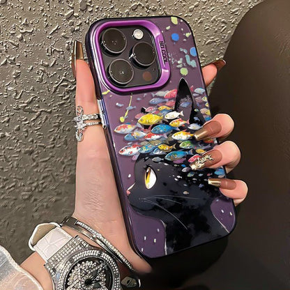 Luxury Cat Animal Phone Case For iPhone 16 Pro Max 13 11 15 14 12 16promax 15promax Hard Matte IMD Funda Cover