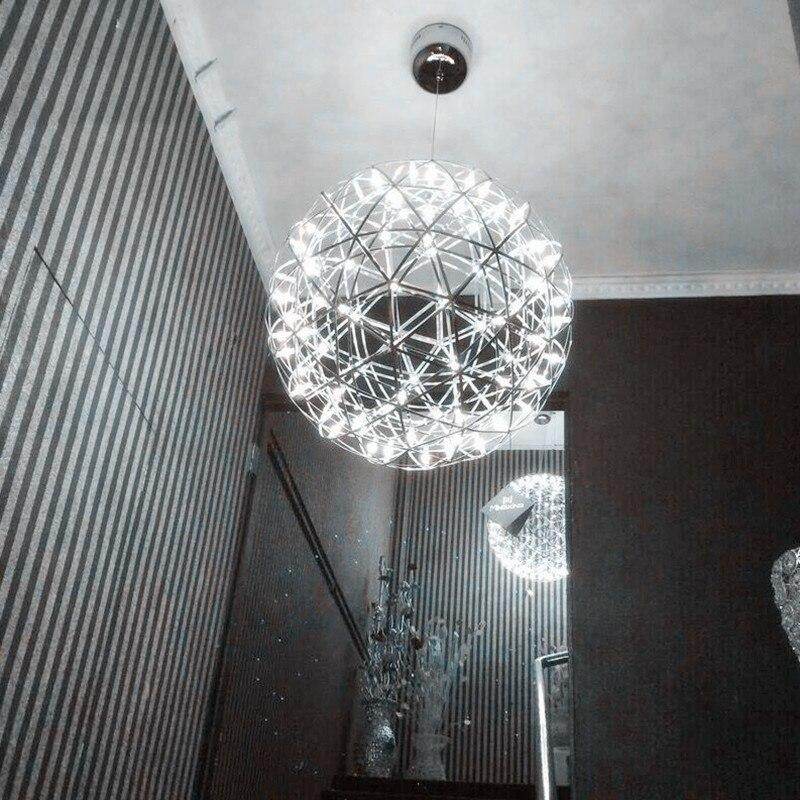 Firework Ball Pendant Lighting Fixtures Chrome/Gold Stainless Steel Lustre Led Nordic Lamp Lobby Hotel Living Room Cafe Hanglamp