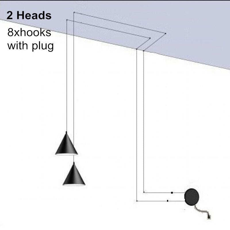 Modern Light Black Metal Long Wire Cone Shape Pendant Lamp Kitchen Island Hanging Lamp Bedside Suspension Lighting