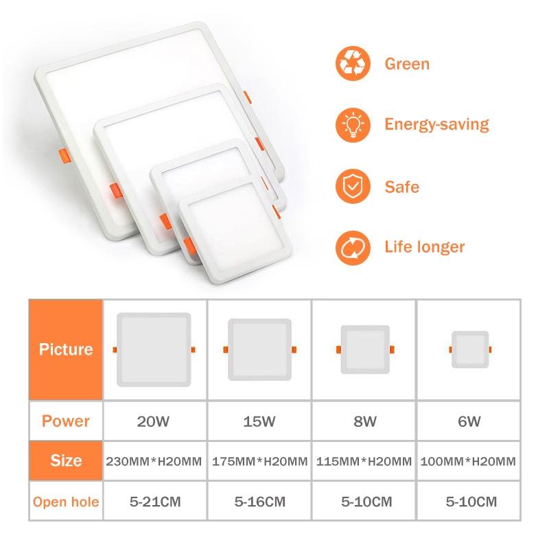 LED Panel Light Round Ultra Thin LED Downlight 6W 8W 15W 20W LED Ceiling Recessed Light For Indoor Bathroom Illuminate