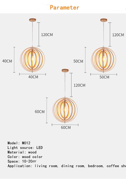 Rotating Moon Pendant Light Nordic Circular wood light dining table light Bedroom Bar Corridor Hanging Lamp