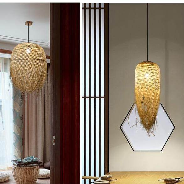Chinese Bamboo Pendant Lights Led Hang Lamps For Home Luminaire Design Japanese Pendant Loft Hanging Lustre Suspension Fixtures