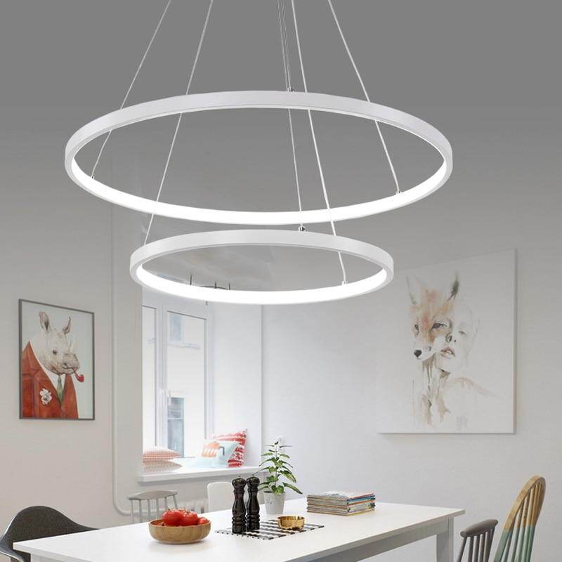 Modern Circle Rings Acrylic Aluminum Pendant Lights For Living Room Dining Room