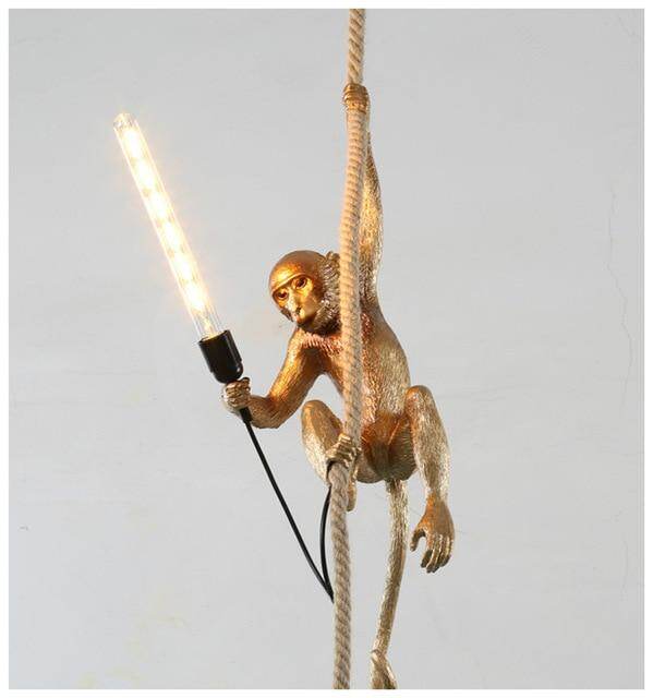 Resin Black White Gold Monkey Lamp Pendant Light For Living Room Lamps Art Parlor Study Room Led Lights lustre With E27 Led Bulb