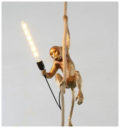 Resin Black White Gold Monkey Lamp Pendant Light For Living Room Lamps Art Parlor Study Room Led Lights lustre With E27 Led Bulb