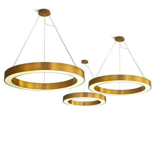 Modern Nordic Gold Copper LED Pendant Lights Circle Ring Suspension Luminaire Dining Room Lights