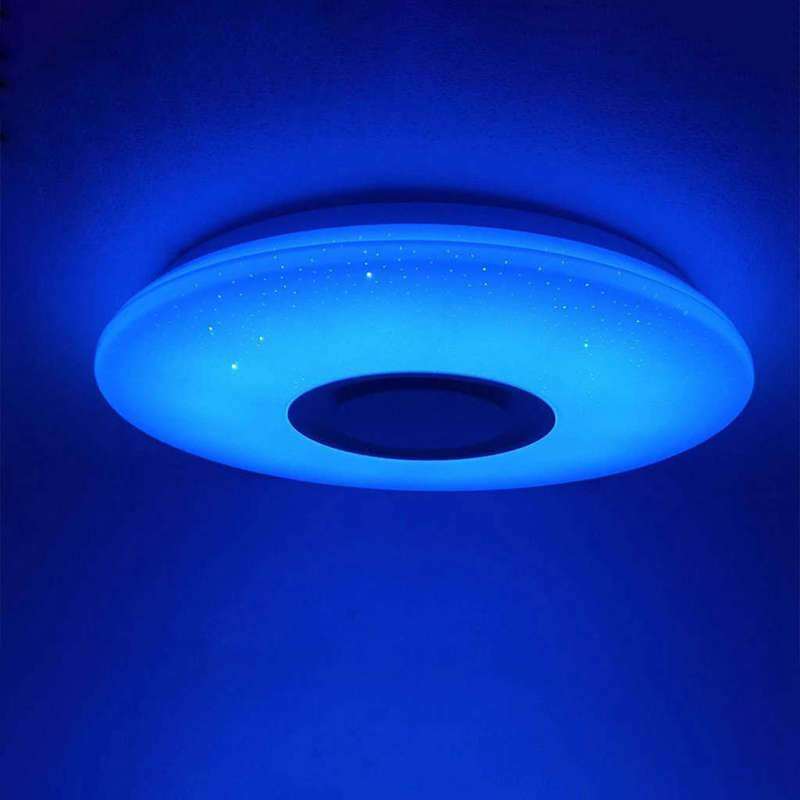 HOT Music Led Ceiling Light Lamp 60W Rgb Flush Mount Round Starlight Music With Bluetooth Speaker Dimmable Color Changing Light
