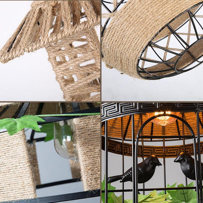 Hemp Rope Lamp Retro Creative Personality American Rural Small Chandelier