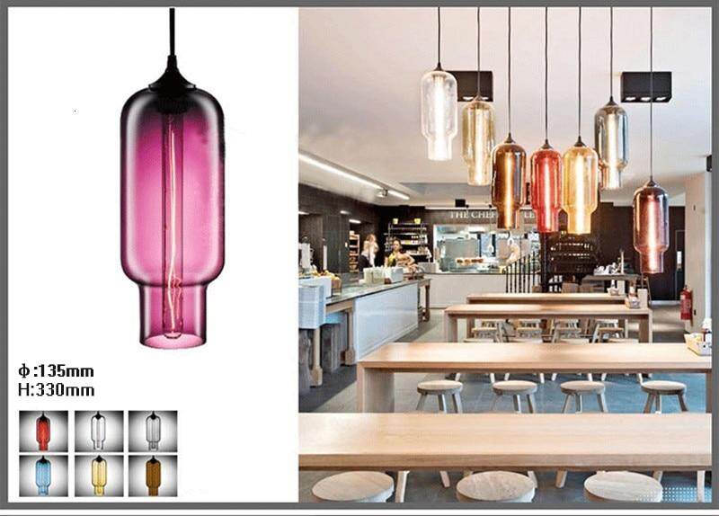 Modern Loft E27 Glass Bowl Pendant Lights Colorful Simple Hanging Lamps For Kitchen Living Room Bedroom Restaurant Hotel Room