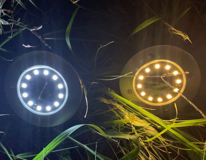 Solar Disk Lights 12 LED Solar Ground Lights Outdoor Waterproof Stainless Steel in Ground Solar Lights for Walkway Pathway Lawn