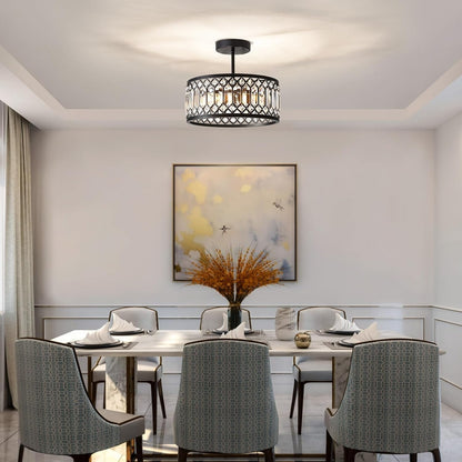 Modern Small Black Crystal Ceiling Light Dimmable High Ceiling Hallway Crystal Ceiling Light