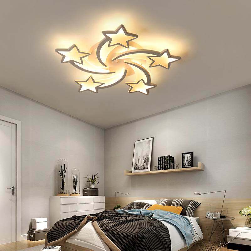 IRALAN modern led chandelier art deco  room indoor lamp white star for living room dining room bedroom kid's room kitchen remote