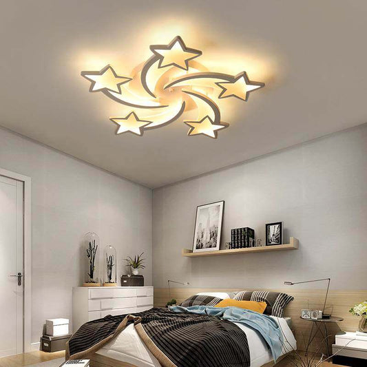 IRALAN modern led chandelier art deco  room indoor lamp white star for living room dining room bedroom kid's room kitchen remote