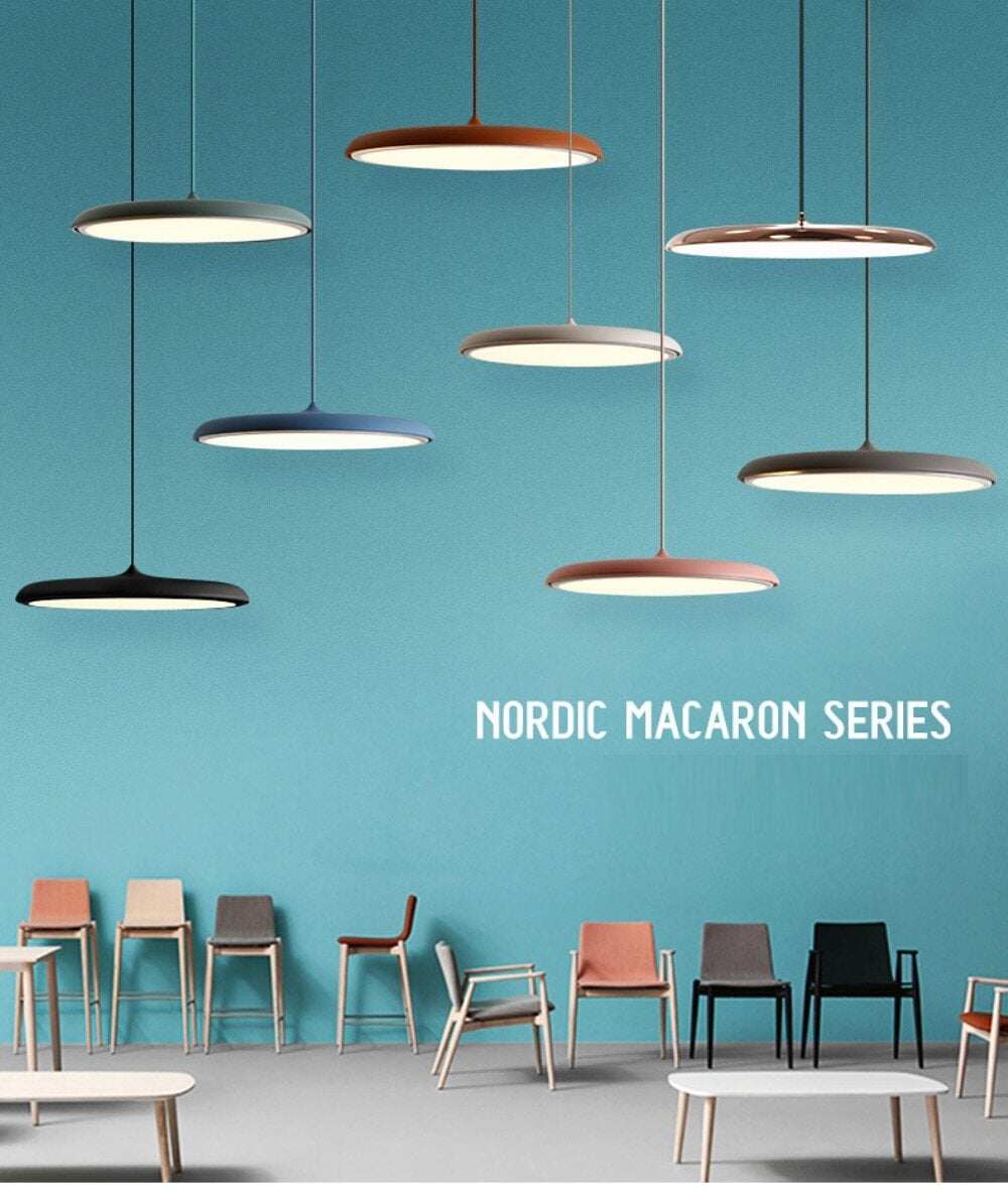 Modern Art Design LED Pendant Light UFO Round Plate Suspension Lamp For Dining Room Living Room Bedroom Table Study Hanging Lamp