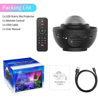 LED Starry Galaxy Projector Night Light Ocean Wave Projection with Bluetooth Music Speaker 8W LED 10 Colors 21 Lighting Modes Brightness Levels Adjustable with Remote Control-LITBest