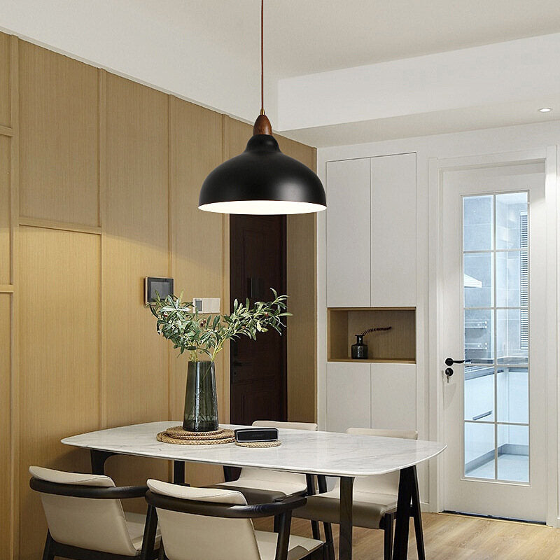 Nordic Minimalist Hanging Lamp Black White Metal Modern Pendant Light Retro Droplight for Bedroom Bedside Dining Room Bar Decor