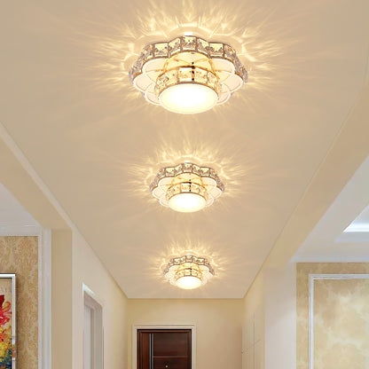 Modern Led Crystal Ceiling Lamp Flower Gold Kitchen Ceiling Lights Aisle Corridor Stairs Plafonnier