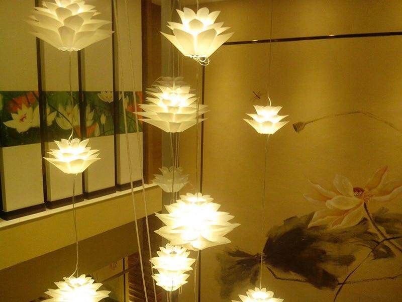 DIY PP lotus chandelier living room bedroom study restaurant cafe bar club chandelier personalized decorative lights