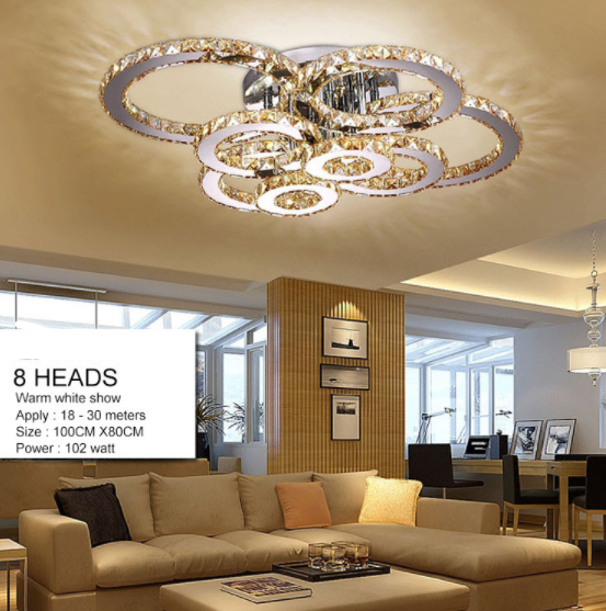 Surface K9 Crystal Modern LED Ceiling Light For Living Room Bedroom Lamp Fixture Luxury 8 Rings Dining Restaurant Plafon