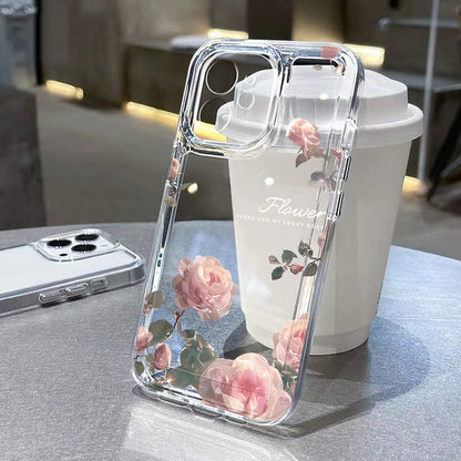 Flower Phone Case For iPhone 16 Pro 13 15 11 12 14 17 Pro Max 16E XR 7 8 SE XS Shockproof Transparent Cover Silicone Soft Fundas