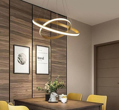 New Modern LED Pendant Lights Lliving Room Dining Black White Golden Coffee Rings Aluminum Body Ceiling Mounted Indoor Lamps De